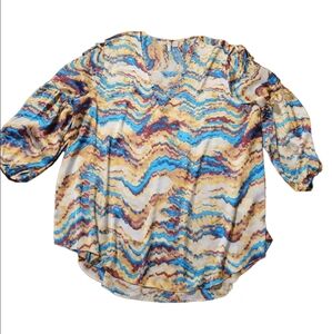 Multicolor Earthtone Womens Blouse - Size 18/20W